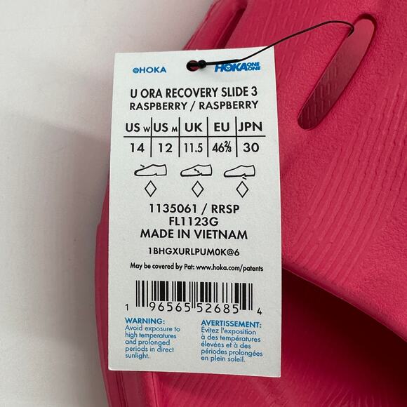 Hoka One One Mens Ora Recovery Slide 3 Slip On Comfort Sandals Raspberry Size 12 - Picture 12 of 12